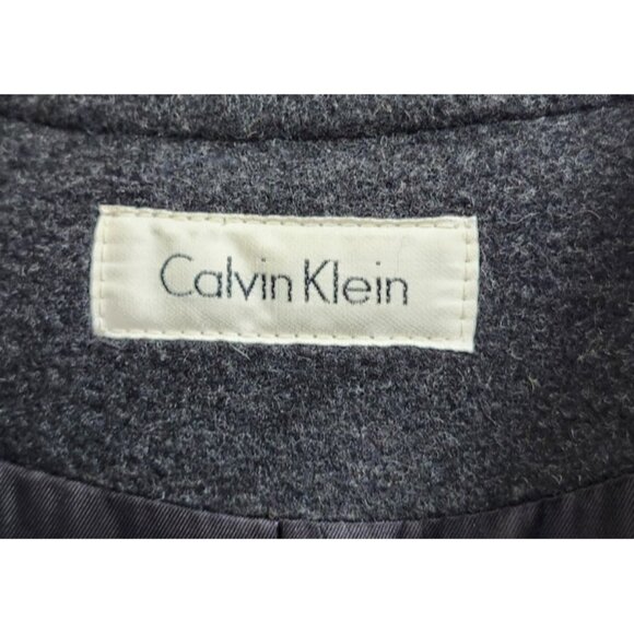 Calvin Klein Wool Long Coat Women’s Sze 4 Charcoal Gray Button Front Classic - Picture 8 of 15